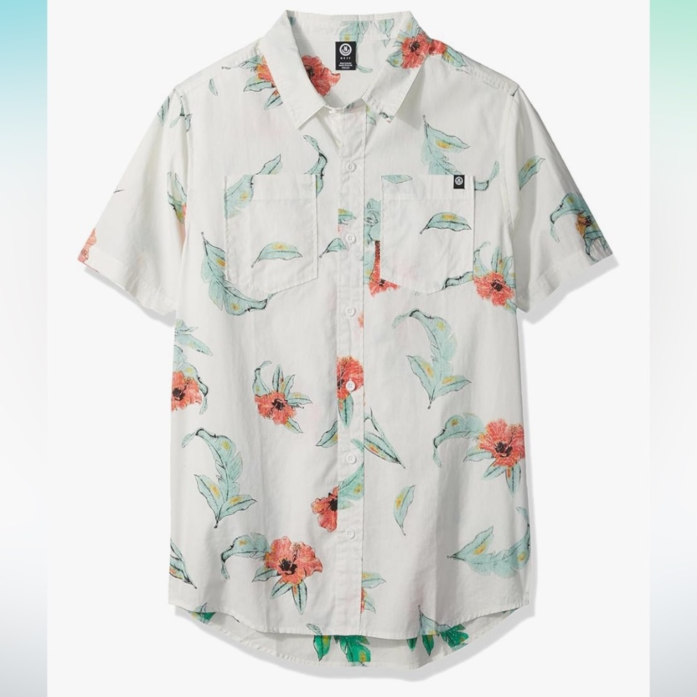 Neff White Floral Casual Button Down Shirt